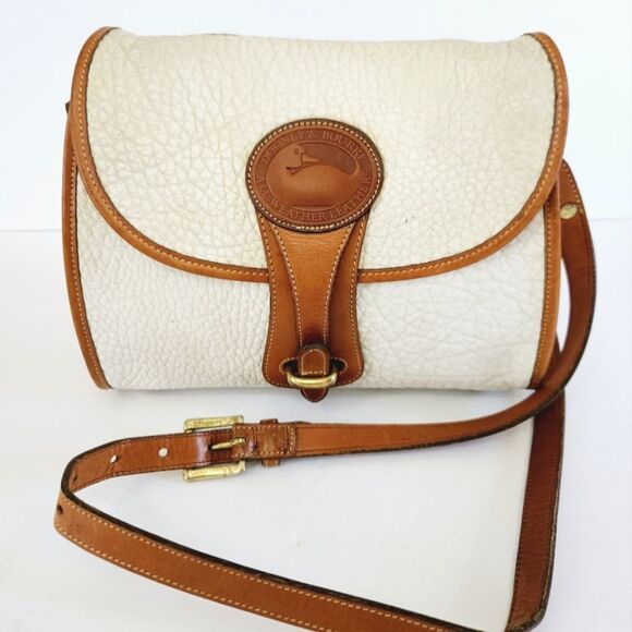 Dooney & Bourke Handbags - Vintage Dooney & Bourke Essex Pebbled Leather Flap Crossbody Purse Bag in Bone